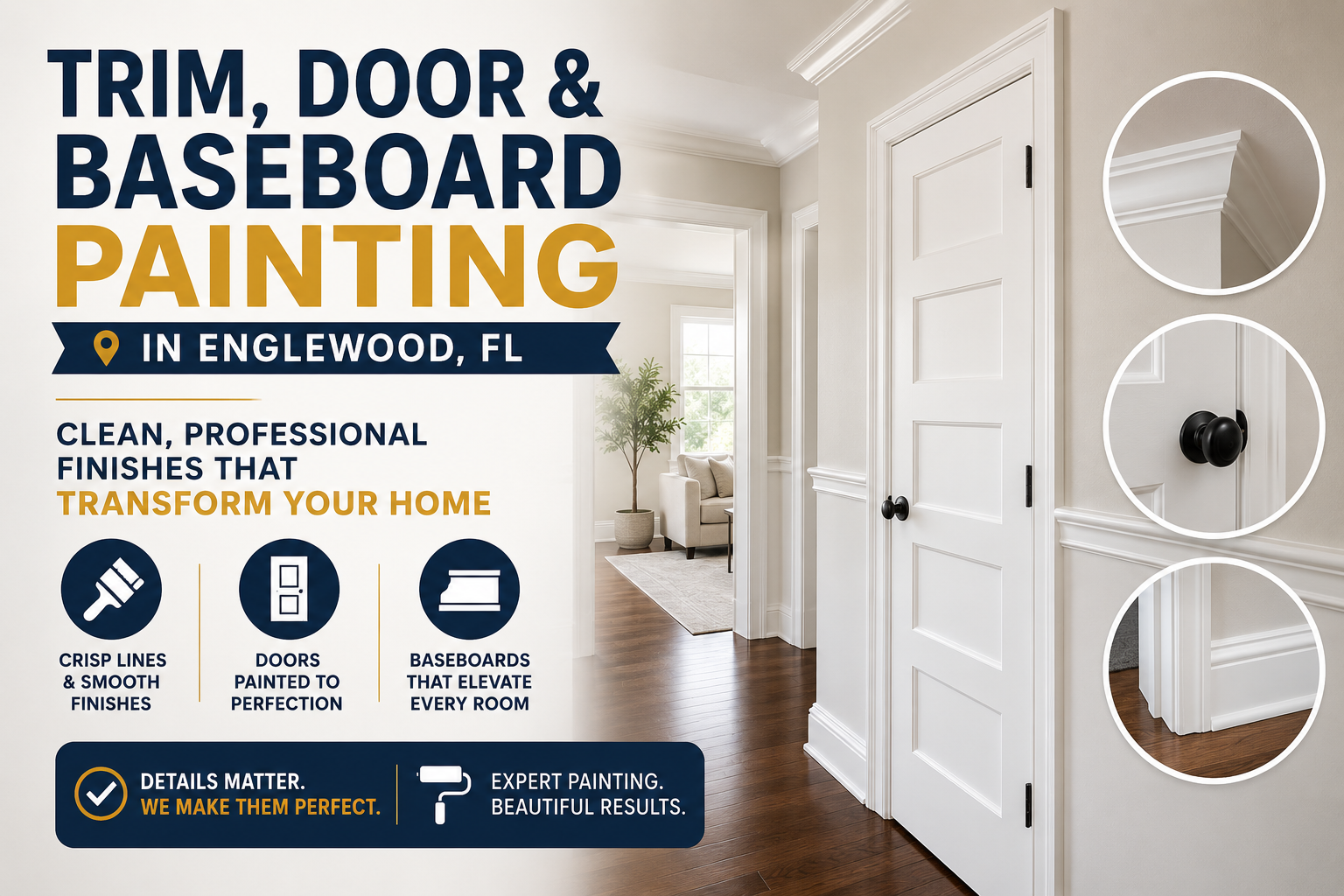 Trim, Door & Baseboard Painting in Englewood, FL